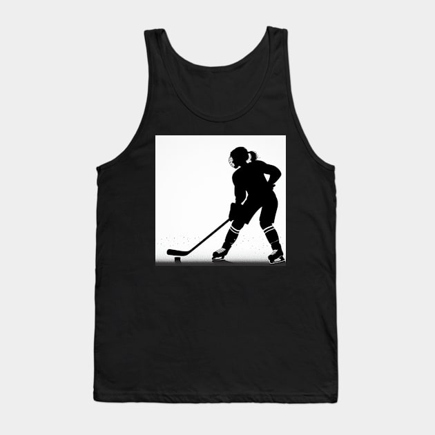 Hockey player with puck Tank Top by Print Forge